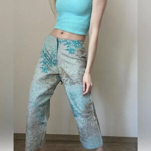 valentino Floral-jacquard cropped pants In Multicolour